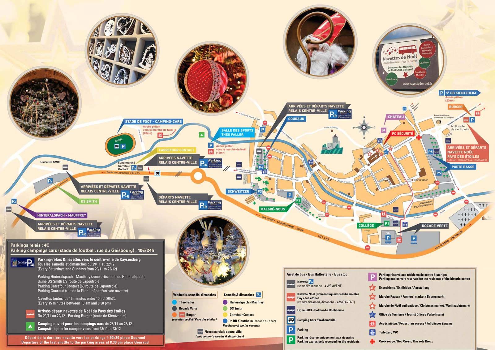 plan; village; kaysersberg; marché de Noël; stationnement